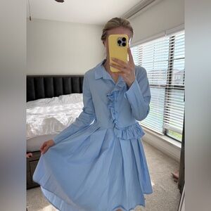 Elegant Blue Ruffle Dress